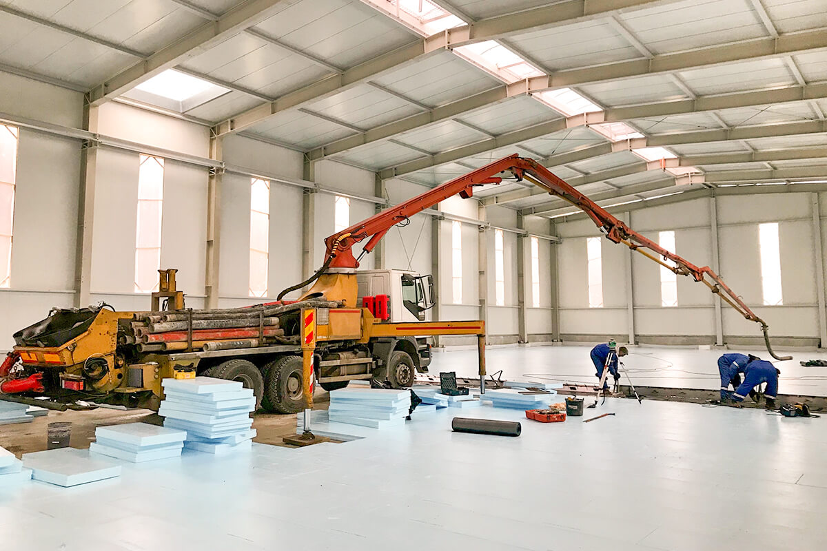 Betonlogisztika - csarnokbetonozás Monostorapáti